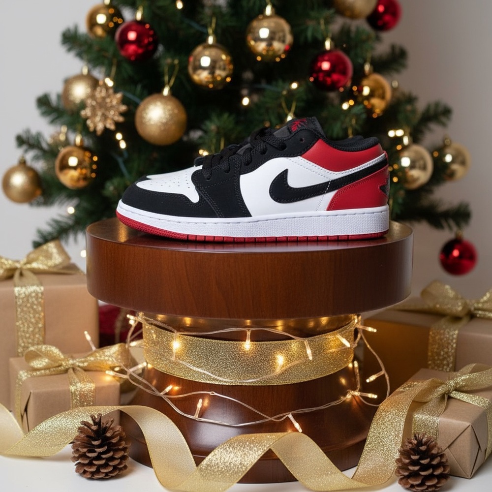 Authentic Jordan Dunk Low OG 1 Women Red, Black, and White Sneaker